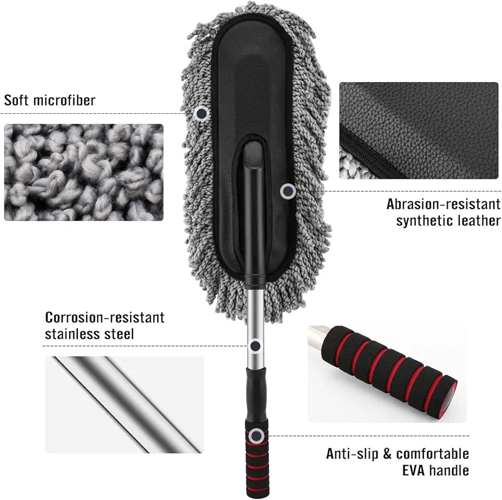 Multipurpose Microfiber Cleaning Duster With Extendable Telescopic Wall Hanging Handle Dry Duster