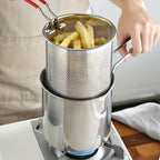 Stainless Steel 1200Ml Deep Fryer Pot with Strainer – Heavy-Duty Frying Pan