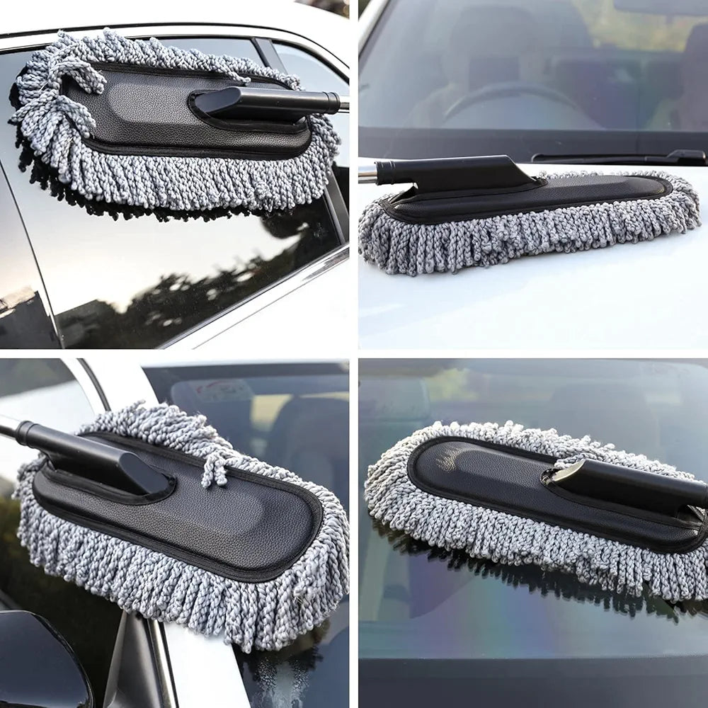 Multipurpose Microfiber Cleaning Duster With Extendable Telescopic Wall Hanging Handle Dry Duster